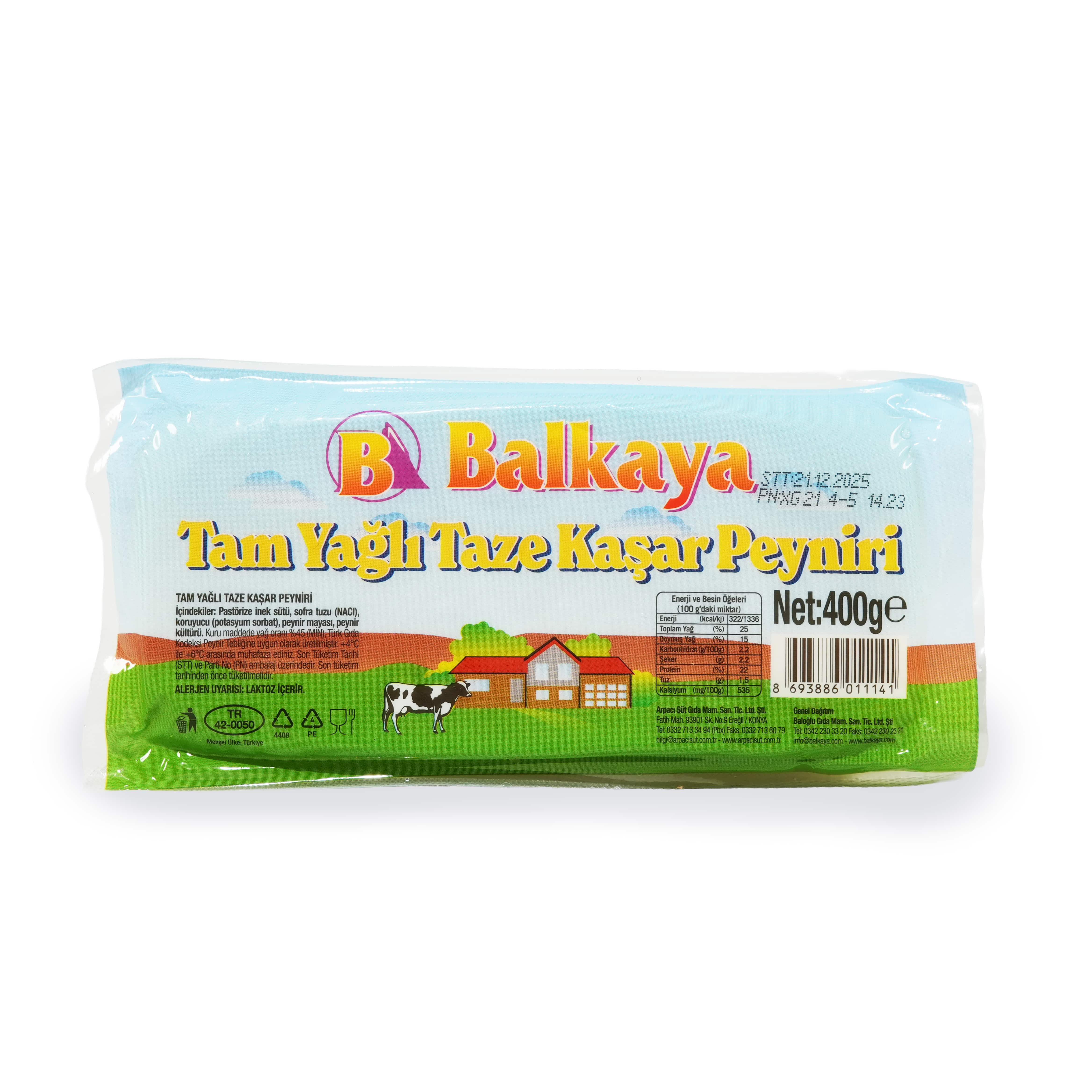 Tam Yağlı Taze Kaşar Peyniri - (400)