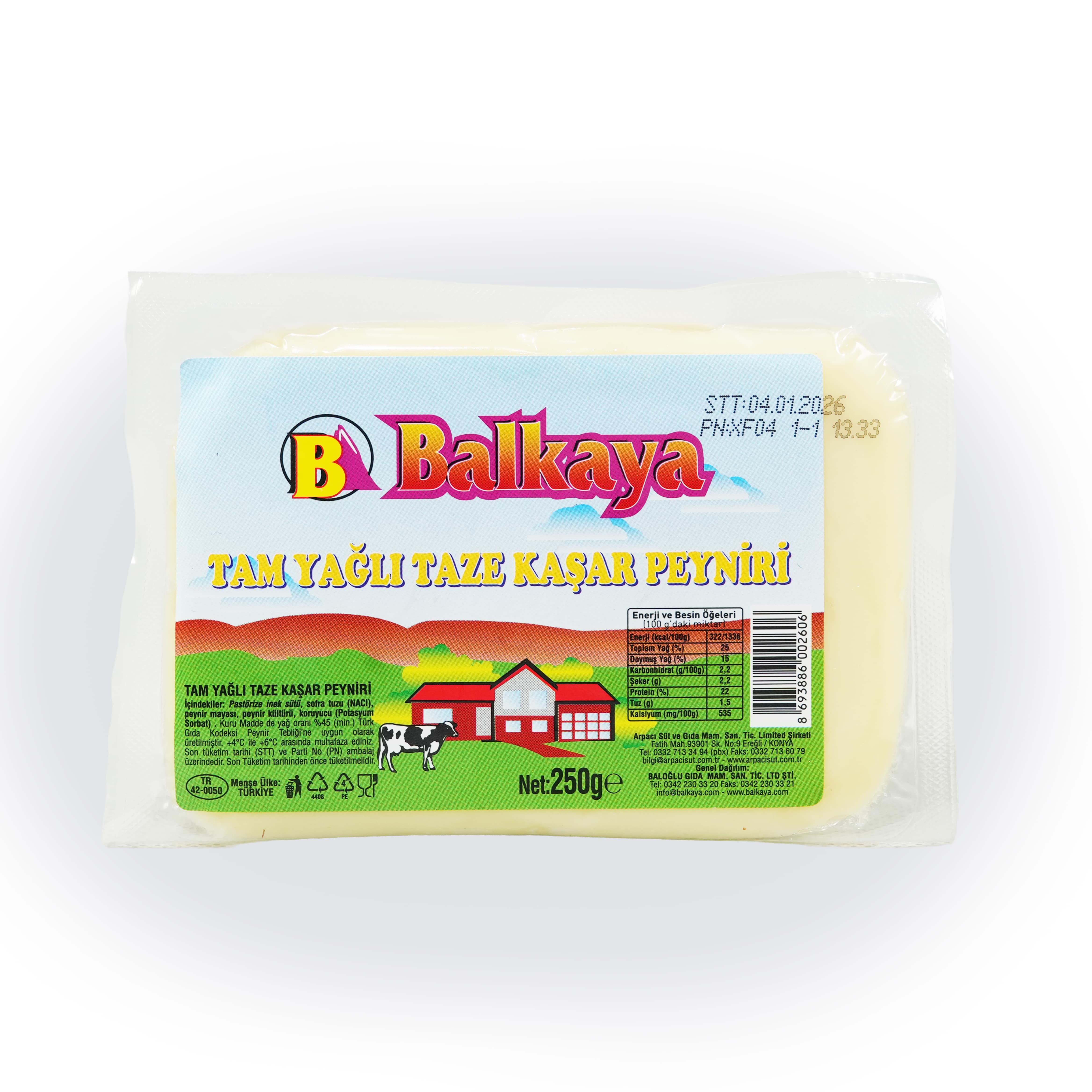 Tam Yağlı Taze Kaşar Peyniri - (250g)